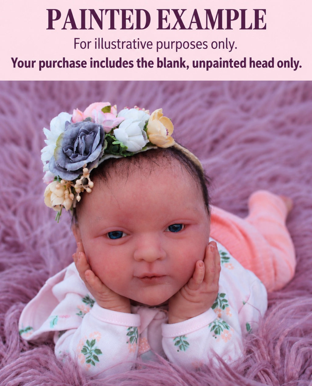 “Lacey” Authentic Silicone Baby Blank Cuddle HEAD ONLY (Preemie)